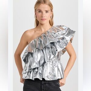 Endless Rose Metallic Tiered Top Womens Size M